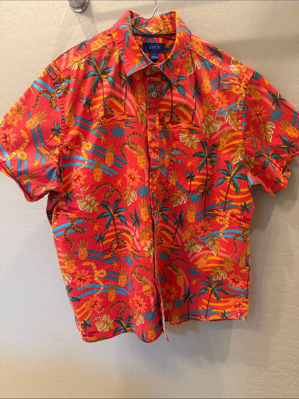 Apt. 9 Coral Tropical Print Short-Sleeve Button-Down Shirt